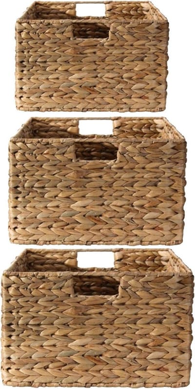 CALICOSY - Set van 3 waterhyacintmanden met een metalen structuur 45x33x20cm