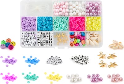 Armbandjes Maken 1500pcs - Sieraden maken voor meisjes - Katsuki - Parels - Smileys - Letters - Bedels - Schelpjes - in handige opbergbox - Joya Creative