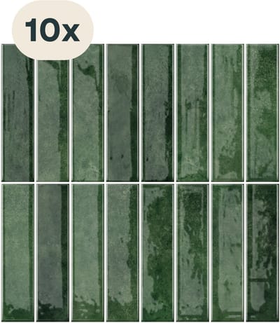 Solusia Zelfklevende Plaktegels - Donkergroen – 10 Hoogwaardige Plaktegels voor Wand – Waterdichte Wandpanelen voor Keuken, Badkamer en Toilet – 30 x 30 cm – Makkelijk aan te brengen - Tegeltjes Tegelstickers Groen