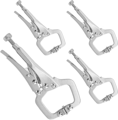 Set van 4 C-klemmen, 5 Inch metalen klemmen met draaipads voor oneffen oppervlakken en schuine werkzaamheden, ideaal voor houtbewerking en metaalbewerking
