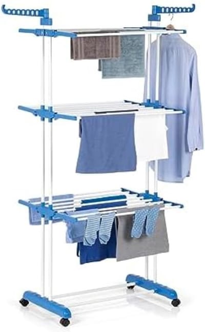 Wasrek Inklapbaar Op Wieltjes - Wasrek Staand - Droogtoren Met Wieltjes - Droogrek Op Wieltjes - Wasrek Op Wieltjes