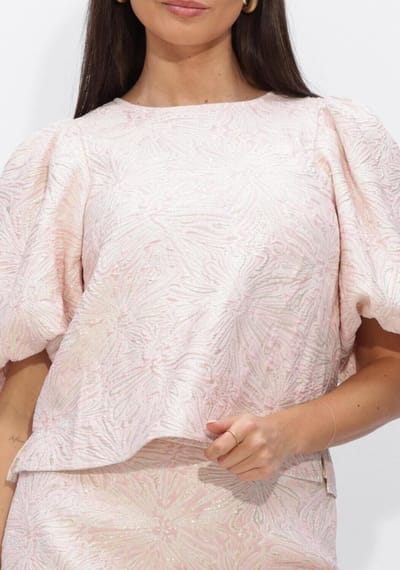 Notre-V Nv-hennie Brocade Top Tops & T-shirts Dames - Shirt - Lichtroze - Maat L