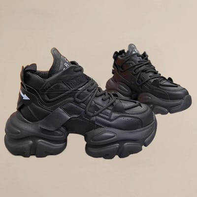 Lederen Dikkere Zool Hoogteverhogende Papa Schoenen Dames Lente Nieuw Klein Veelzijdig Casual Dans Dames Sportschoenen 40 black