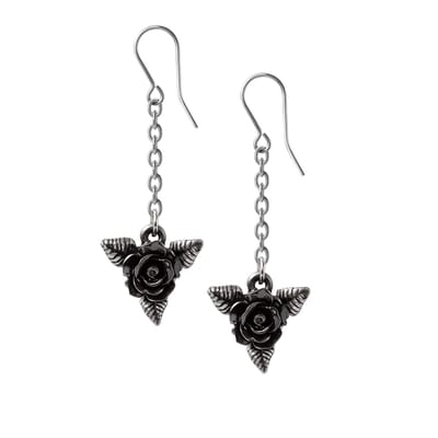Alchemy - Blank Rose Droppers Oorbellen - Zilverkleurig/Zwart