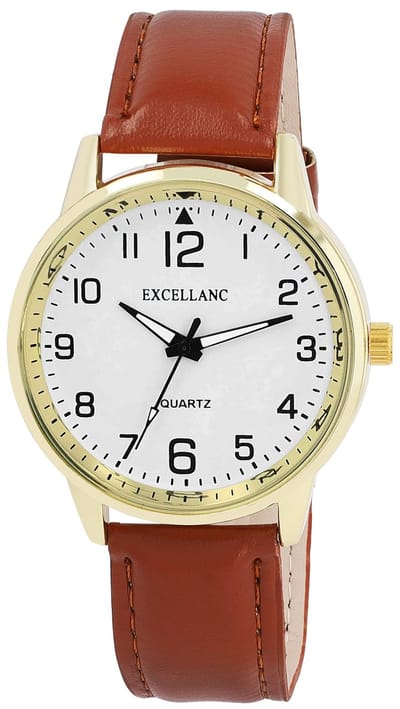 EXCELLANC Herenhorloge- imitatieleer -model 2900273-001-diameter 39 mm-3 atm waterdicht