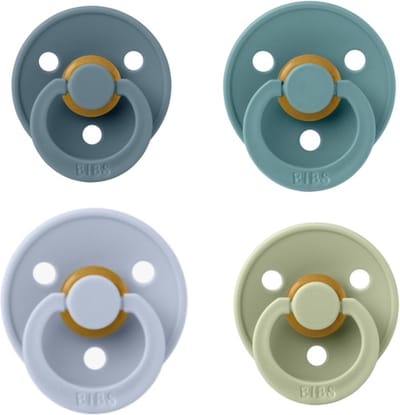 Bibs fopspeen 0-6 maanden Set 4 stuks Petrol,Island Sea,Sage en Sky Blue Maat 1