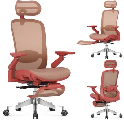 Mark Adler Leadpro 8.7 - Ergonomische bureaustoel - met massagefunctie en voetensteun - rood