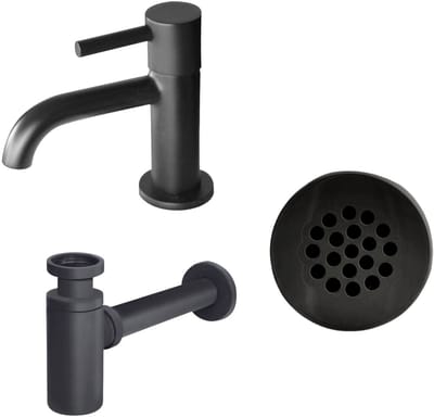Complete Fonteinkraan Set Lena Mat Zwart Inclusief Afvoerplug by L'Aqua®