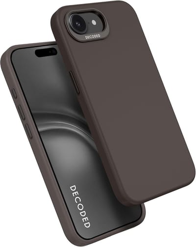 DECODED Siliconen Hoesje voor iPhone 17e/16e - Premium Soft-Touch - Antibacteriële Coating - Geschikt voor MagSafe - Draadloos Oplaadbaar - Schokbestendig Hoes - Donker Grijs