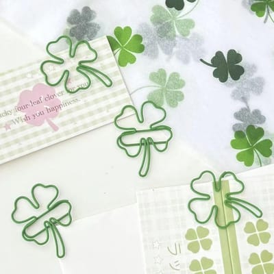 10 Stuks Schattige Groene Klavertje Vier Paperclips Mooie Meisje Scrapbook Decor Binderclip Kantoordocument Rekening Bindmateriaal 10pcs