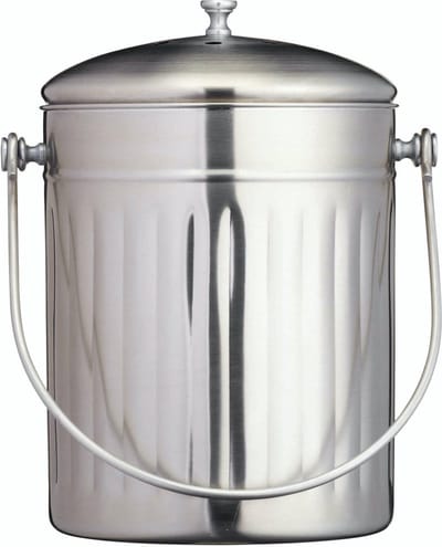 KitchenCraft 1 gallon roestvrijstalen keukencompostvat met deksel