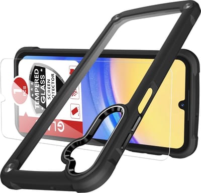 Casemania Hoesje Geschikt voor Samsung Galaxy A15 - Zwart + Tempered Glazen Screenprotector - Armor Back Cover