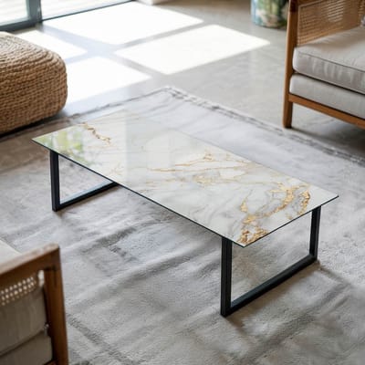 Coloray Tafelblad - Glazen Blad - 125x50 cm - Wit - Rechthoek Glazen Tafelblad - Tuintafelblad - Tafelblad Buiten - Tafelblad Voor Buiten - Buiten Tafelblad woonkamerdecoratie