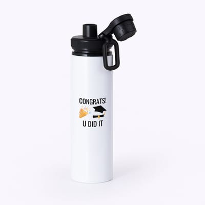 Hacebo® - congrats you did it waterfles met draaidop zwart - Geslaagd - studenten - cadeau - geslaagd - student - gefeliciteerd - water fles - 850ML
