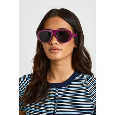 boohoo Dames Pruimkleurige Oversized Aviator Zonnebril | Bordeaux Rood