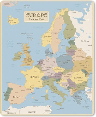 Muismat Kleurrijke kaart Europa - Vector illustration of old Europe map muismat rubber - 19x23 cm - Muismat met foto