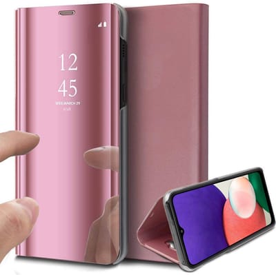 Hoesje geschikt voor Samsung Galaxy A22 5G - Bookcase Roségoud - Spiegel Hoesje