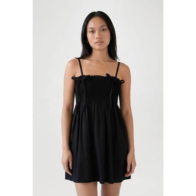 boohoo Dames Mini Smock Jurk Met Gerimpeld Detail | Zwart | Maat: 40