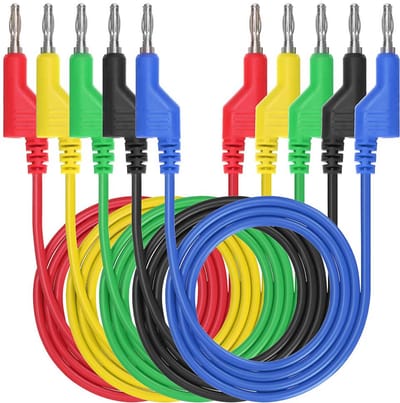 5 stuks 4 mm zachte siliconen testkabel - banaanstekker voor multimeter en elektronische apparaten, 1 m