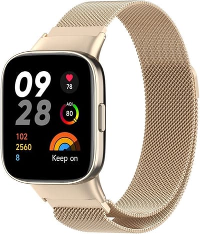 Milanees Smartwatch bandje - Geschikt voor Redmi Watch 3 Milanese band - champagne - Strap-it Horlogeband / Polsband / Armband