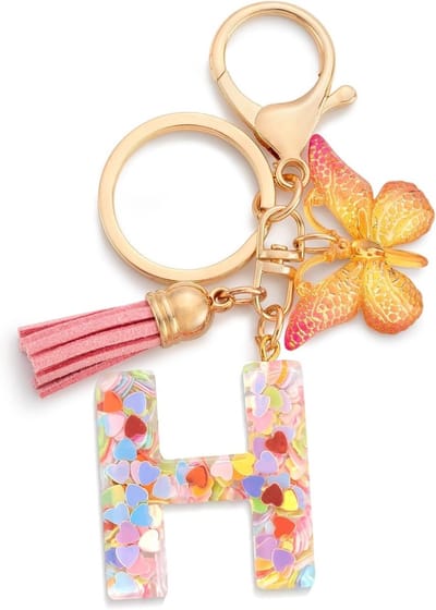 Persoonlijke Sleutelhanger met Beginletter en Vlinderontwerp in Roze voor Meisjes, Perfect Cadeau voor Vriendinnen en Verjaardagen