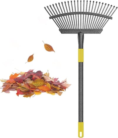 Opvouwbare Bladhark - Tuinhark Gazonhark - Bladeren Verzamelen - Verstelbare Lange Steel - 25 Tanden 45cm Breed - Zwart