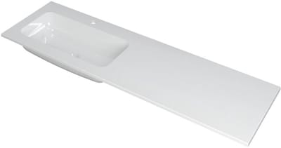 INK Faktor Wastafel Polystone Links met 1 Kraangat - 1600x450x15 mm - Glans Wit