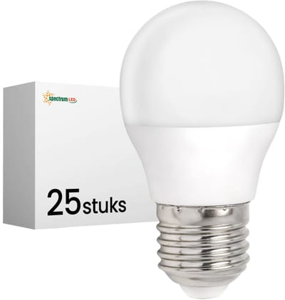 Spectrum LED Kogellamp E27 6W - 230V - 520 Lumen - 3000K Warm wit - Gezellig licht - Energiezuinig - 25 stuks