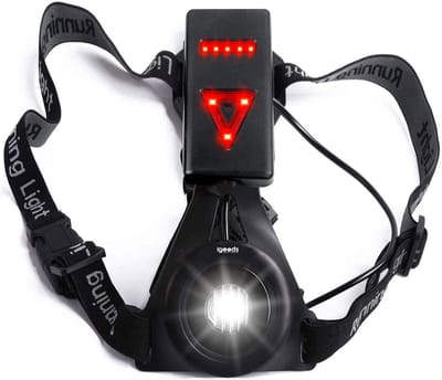 Igoods Hardloop Verlichting - Borstverlichting - Hardloopvest - Wandelverlichting - Veiligheidsvest - LED Verlichting - Voor- en Achterlicht - Haardlooplampjes - USB Oplaadbaar