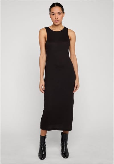 Urban Classics Ladies Long Racerback Rib Dress Dames Maxi-jurk - zwart - XS