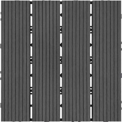 ACXIN WPC Balkon Tegels Kliksysteem Terrasvloeren Kunststof Houtlook Balkonvloer Tuin Terras 30x30 Cm 11-Delig - Antraciet