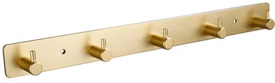 Gouden wandkapstok met 5 haken - installatie zonder boren