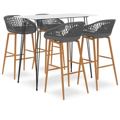 vidaXL - 5-delige - Barset - wit - en - grijs