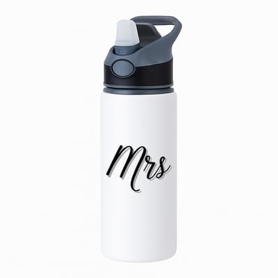 Hacebo® - Mrs waterfles met rietje zwart - Mister or miss - mevrouw - verjaardagscadeau - cadeau voor vrouwen - kado - water fles - 650ML