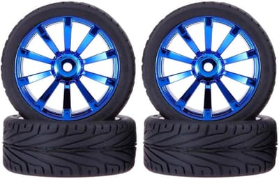 4 Stuks 1:10 RC 65mm Banden met Plastic Velgen voor On Road Touring Racing Drift Auto's (Blauw)