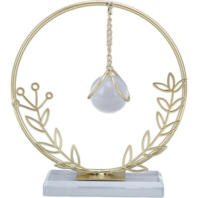 Metalen Blad Kristallen Bol Decoratie Creatieve Handgesoldeerde IJzeren Kunst Kristallen Bol Ornament voor Kantoor