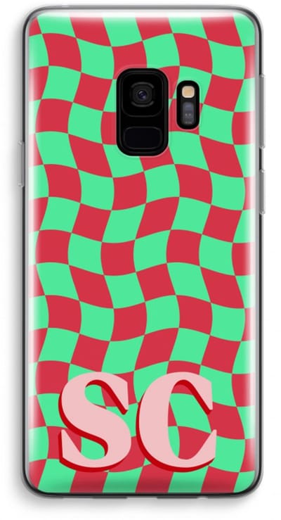 Gepersonaliseerd - Case Company® - Hoesje geschikt voor Samsung Galaxy S9 hoesje - Grid Monogram - Soft Cover Telefoonhoesje - Bescherming aan alle Kanten en Schermrand