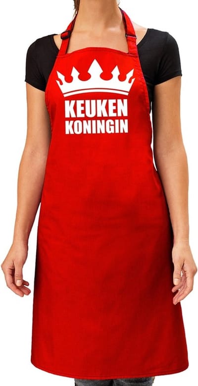Keuken koningin keukenschort rood voor dames - Moederdag - bbq schort