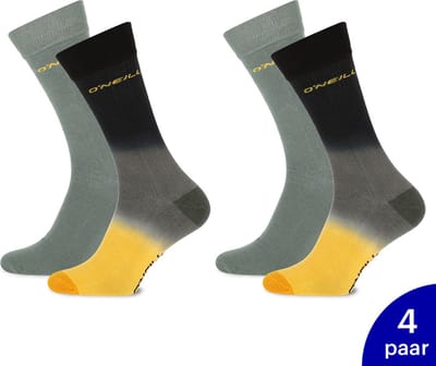 O'Neill - 4-Pack - Fashion Sokken - Casual Sneakerhoogte - Heren - grijs / geel - 39-42 - 789162