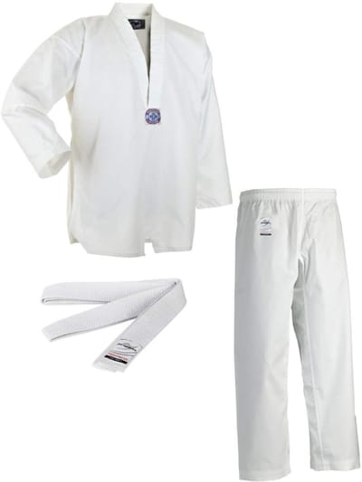 Ju-Sports 'Chagi' Tae Kwon-do Pak met band - V-Hals Wit (Beschikbaar in verschillende maten)