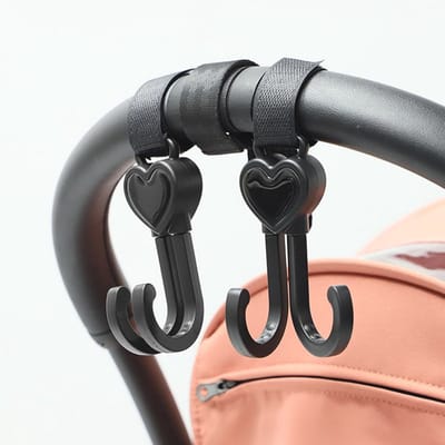 Hartvormige Kinderwagenhaken - Perfecte Accessoires voor Luiertassen en Handtassen (2 Stuks)