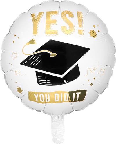 Folieballon - Helium ballonnen - Geslaagd versiering - Yes! You did it - 45 cm - Wit/goud