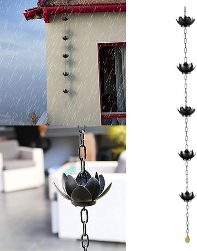 Decoratieve Regenketting met 5 Lotusbloemen voor Waterafvoer Tuin 1,2 Meter