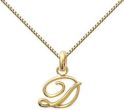 Amanto Ketting Letter D Gold - 925 Zilver Verguld - Alfabet - 12x18mm - 50cm