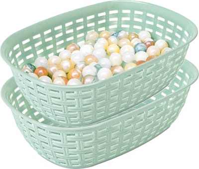 Hega Hogar Opbergmandje/kastmandje - 2x - mintgroen - 2 liter - kunststof - 18 x 25 x 7 cm - kleine opslag bakjes - manden
