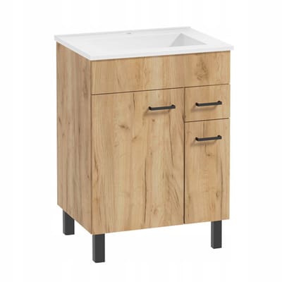 STAMAR - Badmeubel met Wastafel Staand 60 met Plank en Lade - Gouden