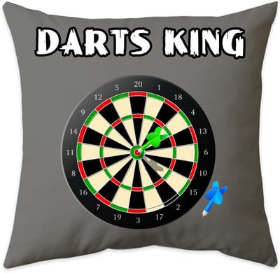 Kussensloop Dartbord - Decoratie Kussen - Woonkamer Decoratie - Dart King Opschrift - 45 x 45 cm - Grijs