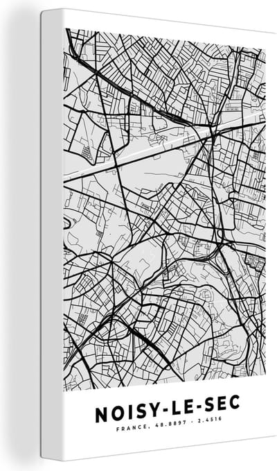 Canvas Schilderij Frankrijk - Plattegrond - Kaart - Noisy-le-Sec - Stadskaart - 20x30 cm - Wanddecoratie