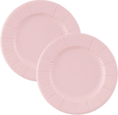 Givi Italia Feestbordjes/gebaksbordjes - 16x - lichtroze - rond - papier/karton - 21cm - biologisch afbreekbaar - groot