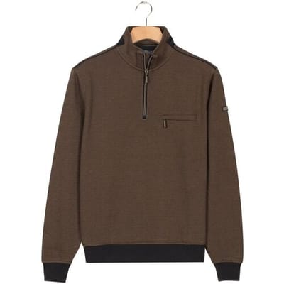 Baileys Trui Sweat Half Zip Two Tone Jacquard Doubleface Interlock Camel / male